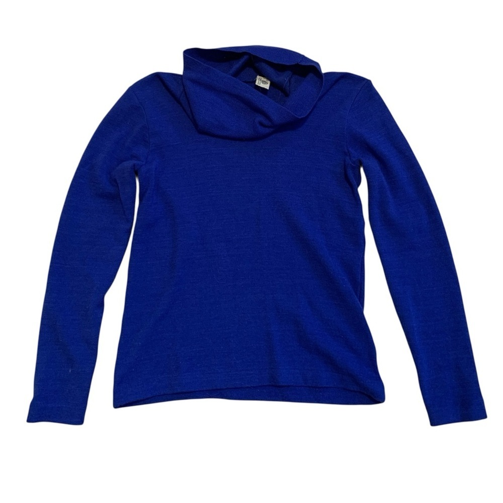 Vintage Royal Blue 100% Virgin Wool Turtleneck Sweater Woolmark Company Size S